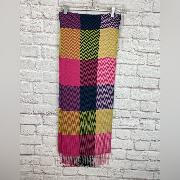 Cashmere plaid multicolor scarf Made in Scotland - Picture 4 of 7